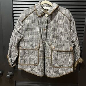 Plaid Quilted Jacket with Button Details